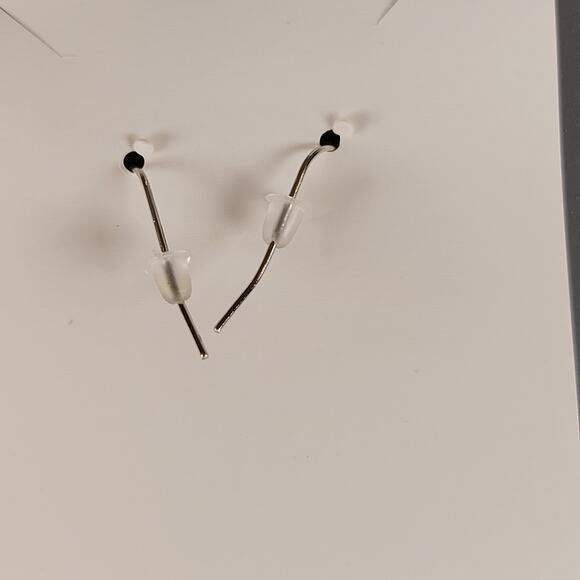 Abstract Drop Earrings Orange Half Moon Pearl Dangle Mixed Metal Boho Style - Picture 5 of 8